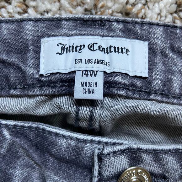 Juicy Couture Venice Straight Jean Women's 14W Gray Marble Wash Denim Fringe Hem - Picture 7 of 12